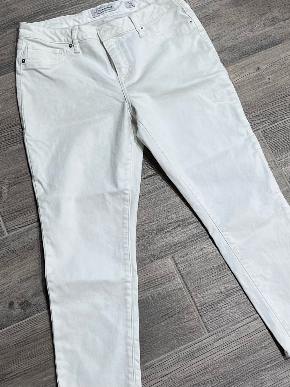 Lucky Brand White Ankle Jeans 12 Large Cropped